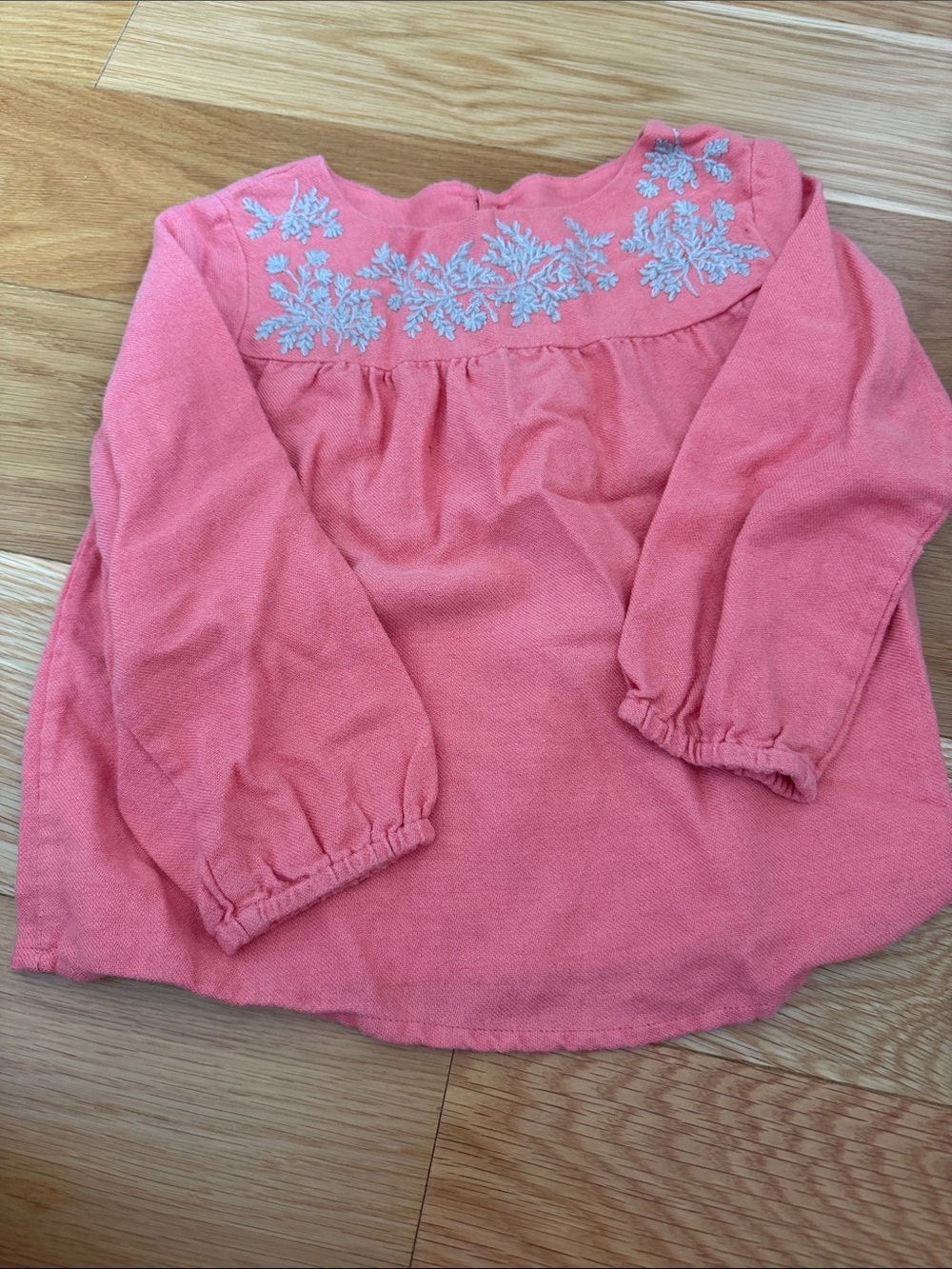 Bonpoint Dora Blouse Coral Pink Embroidered Girls Size 4